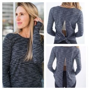 Zyia Ash Split Back Long Sleeve - Charcoal / Black